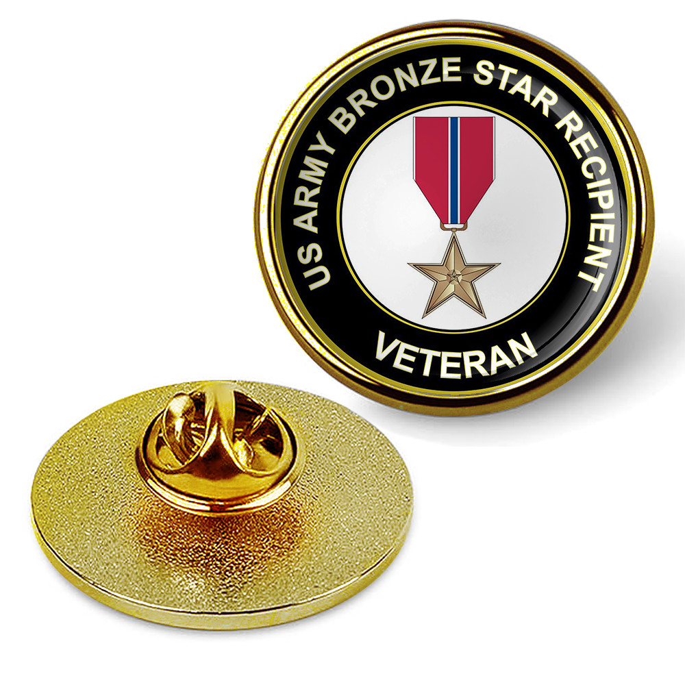 U.S. Army Bronze Star Recipient Veteran Hat Pin Lapel Tie Tac Suit Shirt - Gold