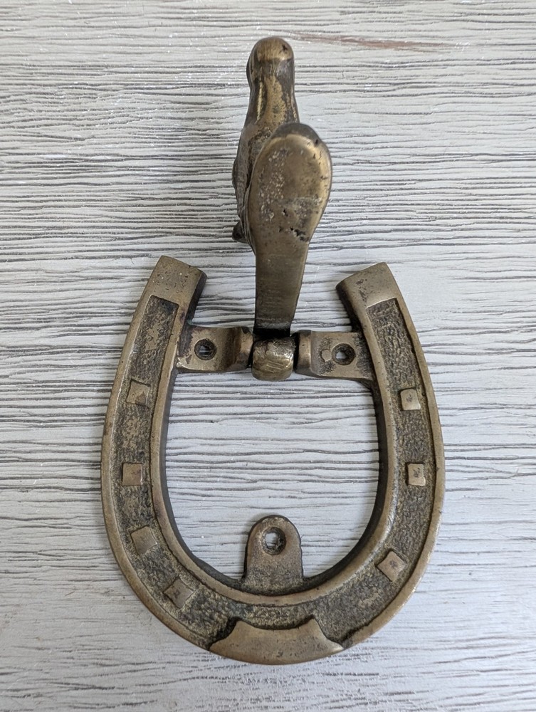 Vintage Solid Brass Equestrian Horse Head Door Knocker