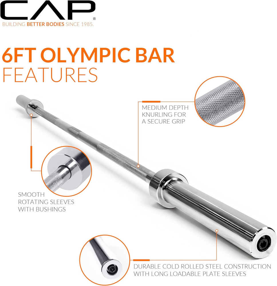 2-Inch Olympic Barbell Bars | 5 Ft, 6 Ft, & 7 Ft | Multiple Options