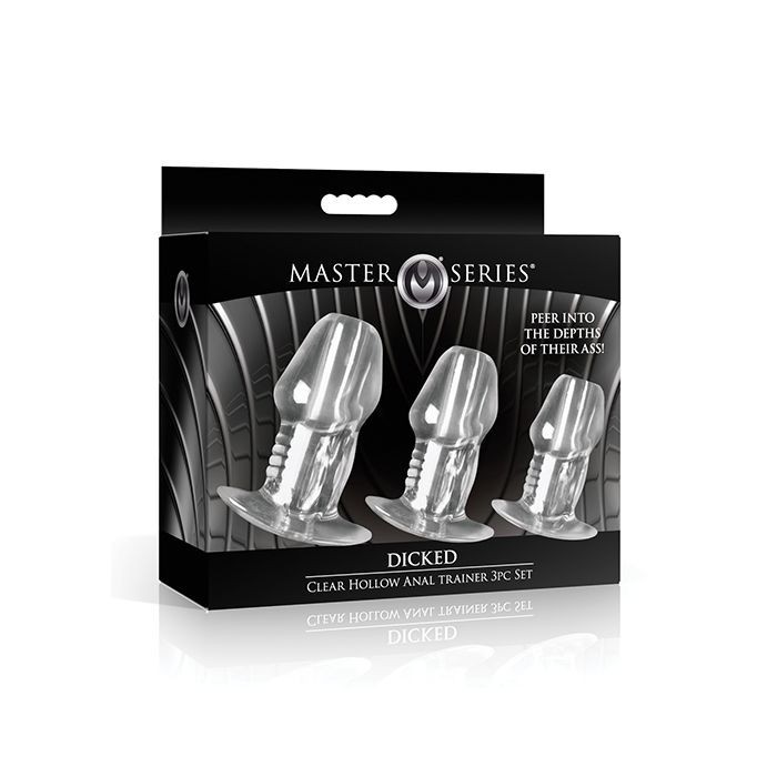 Master Series-Dicked Clear Hollow Anal Plug 3 pc Set