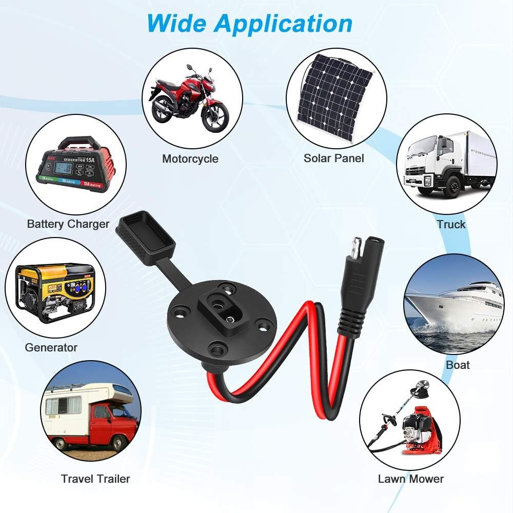 Electop SAE Power Socket Sidewall Port, Weatherproof SAE Quick Connect Solar