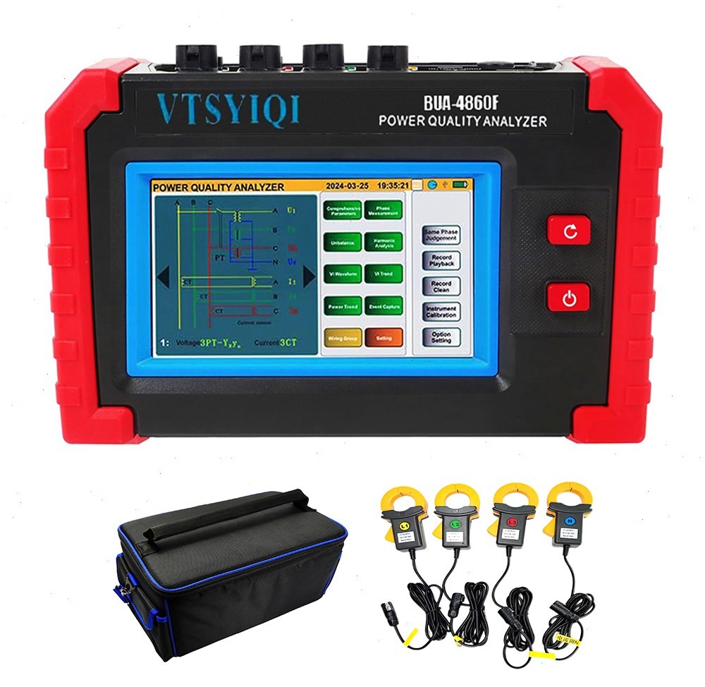 Three-Phase Power Quality Analyzer with 0.10A~100A Display Real-time Waveform