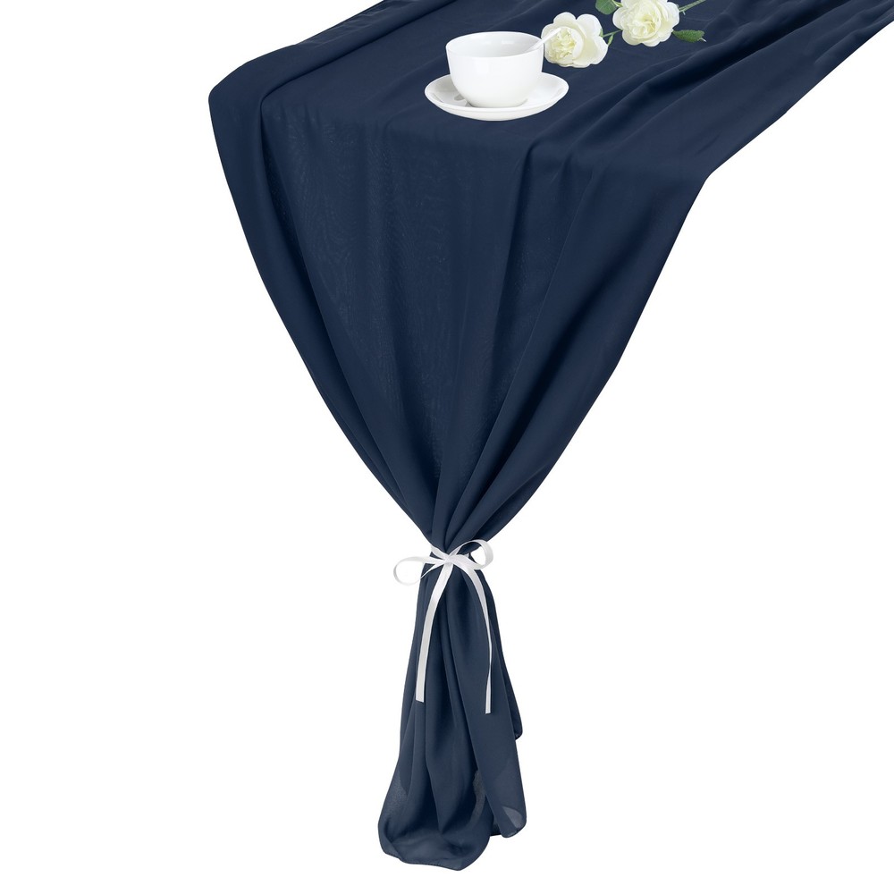 Navy Blue Chiffon Table Runner 27.5" x 118" Romantic Table Runner