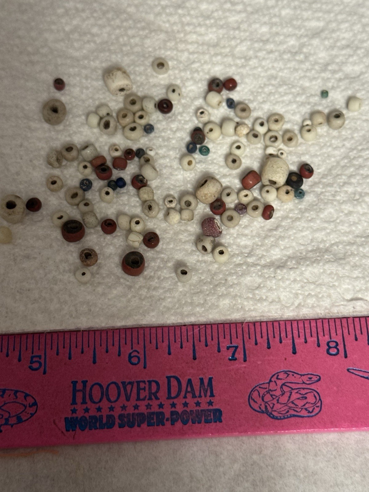LOT OF 106 ANTIQUE CALIFORNIA TRADE BEADS FOUND BETWEEN AUBURN & PLACERVILLE