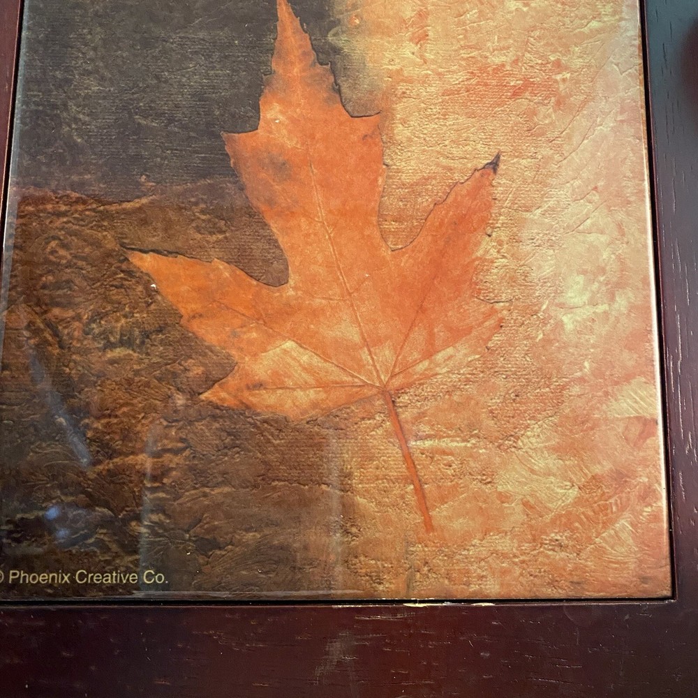 Phoenix Creative Co Maple Leaf Ceramic Tile Trivet Hanging Wood Framed