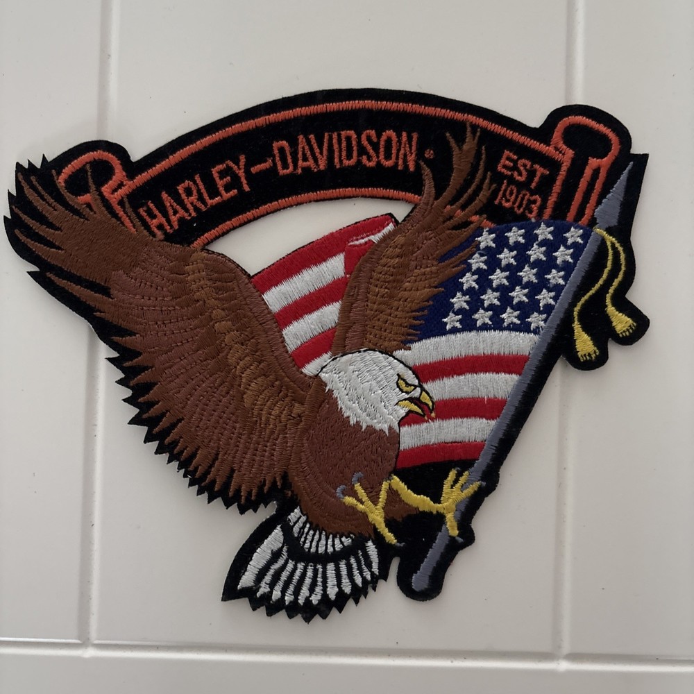 Harley Davidson Iconic Eagle & American Flag Jacket or Vest Patch
