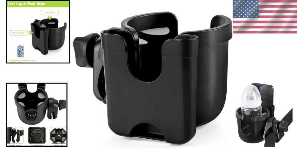 Compact Stroller Cup Holder with Phone Support - Versatile and Lightweight