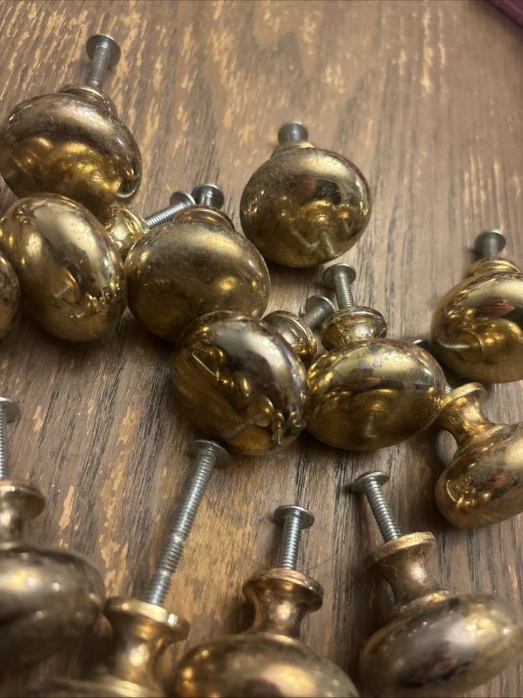 23 Brass/Silver Mid Century Modern Drawer Pulls Knobs Hardware LOT