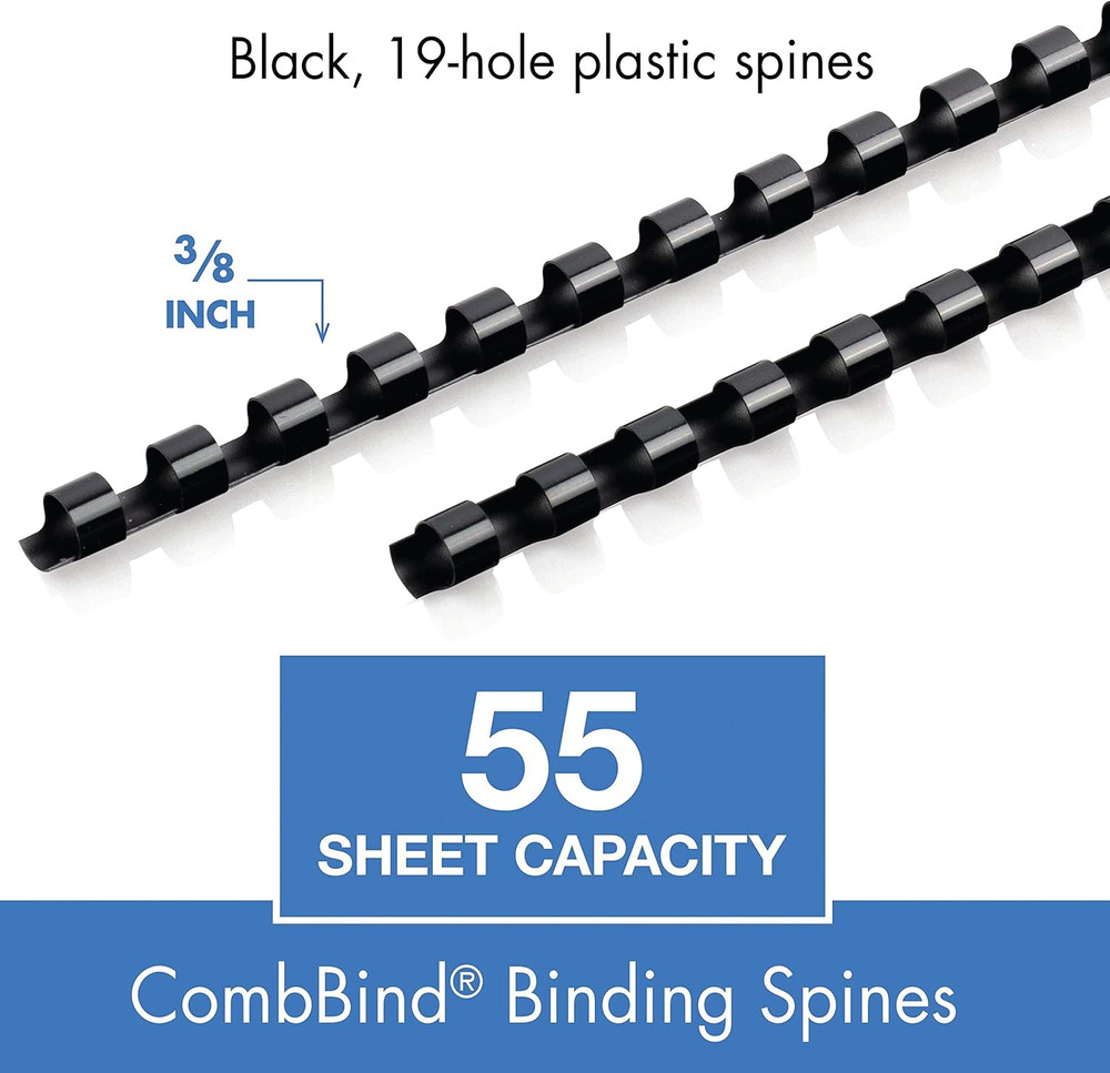 Mead Combbind Binding Spines/Spirals/Coils/Combs, 3/8", 55 Sheet Capacity