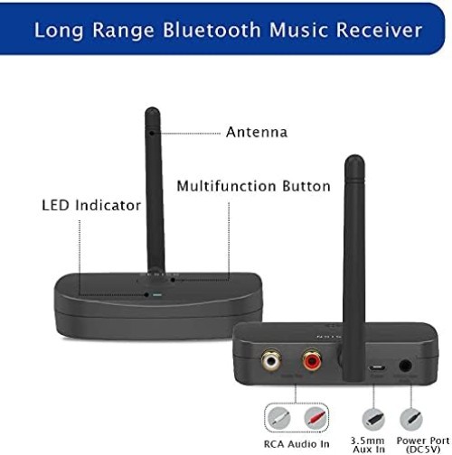 Wireless Audio Solution: BE-RCA Black Bluetooth Receiver for CD-Quality Sound