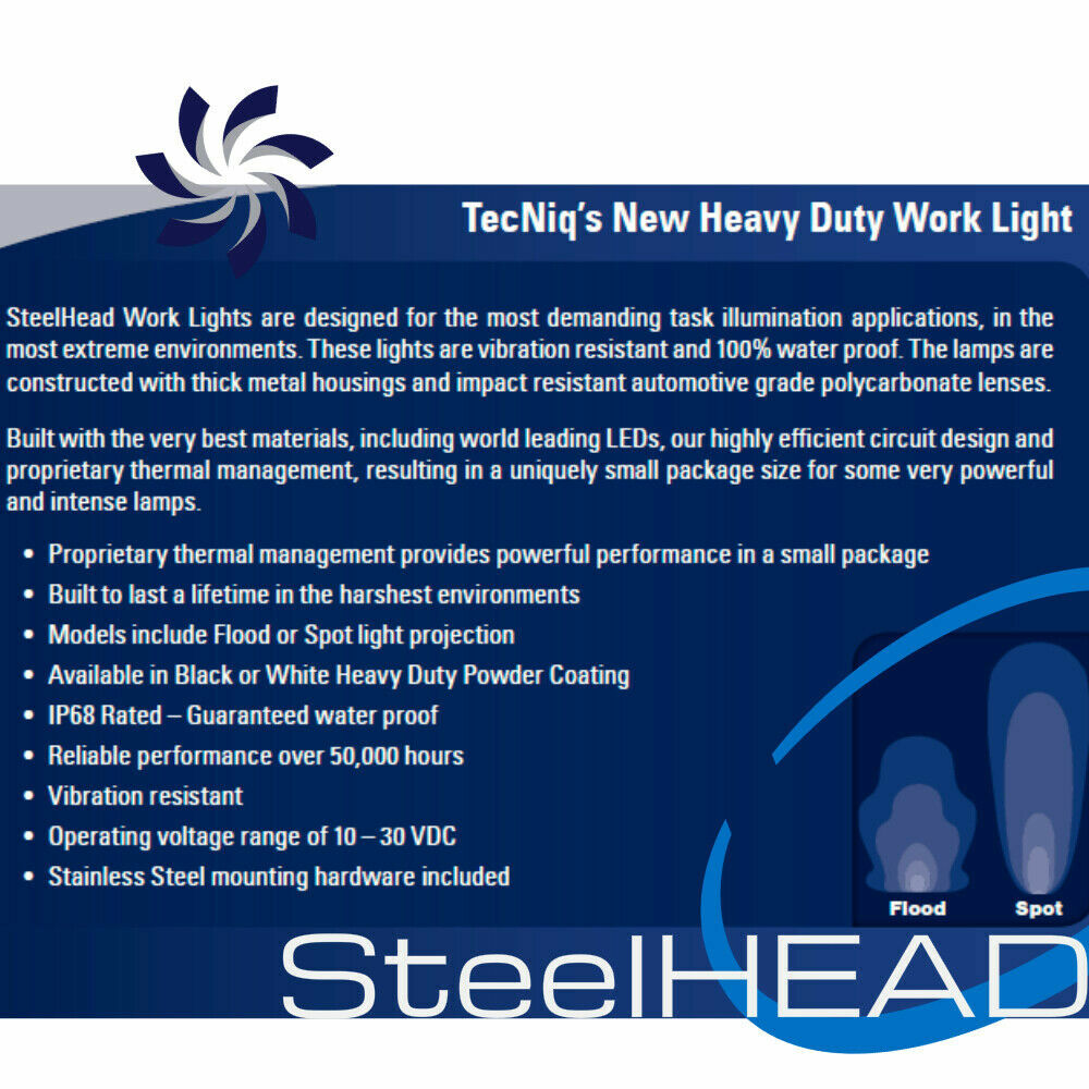 TecNiq SteelHead 6x3x2 Mountable Work Light 6 LED Spot pattern