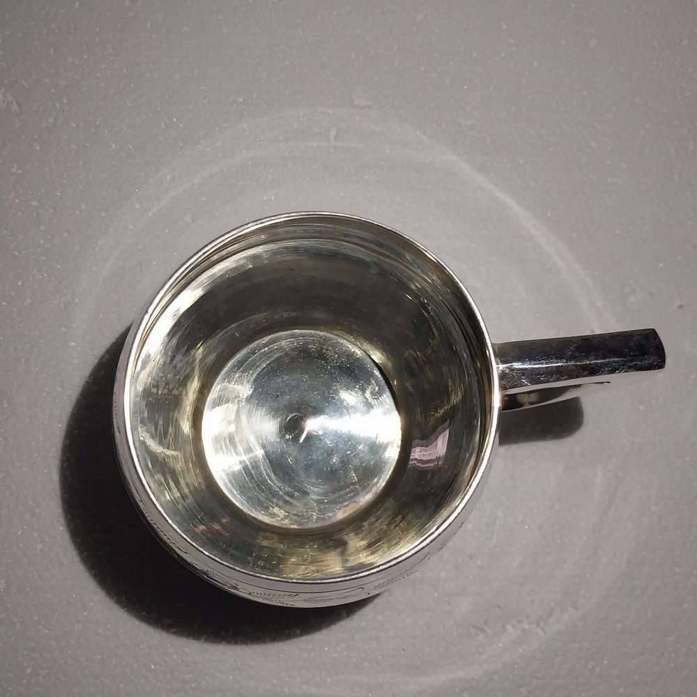 Vintage Silver Plated Elegant Floral Barrel Mug In Box E.P.N.S