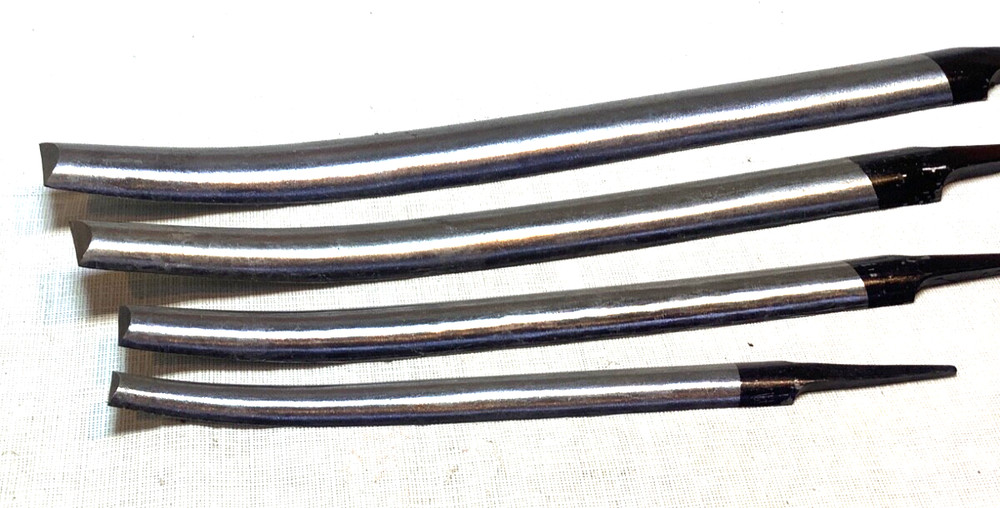 4 Arched Burnishing Files, Smooth, used