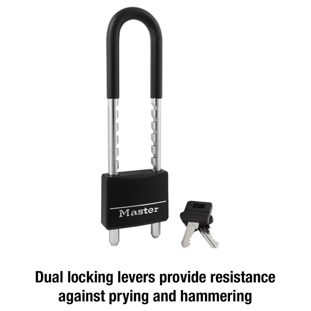 Master Lock 527D Black Vinyl Cover Solid Brass Padlock 2 in.