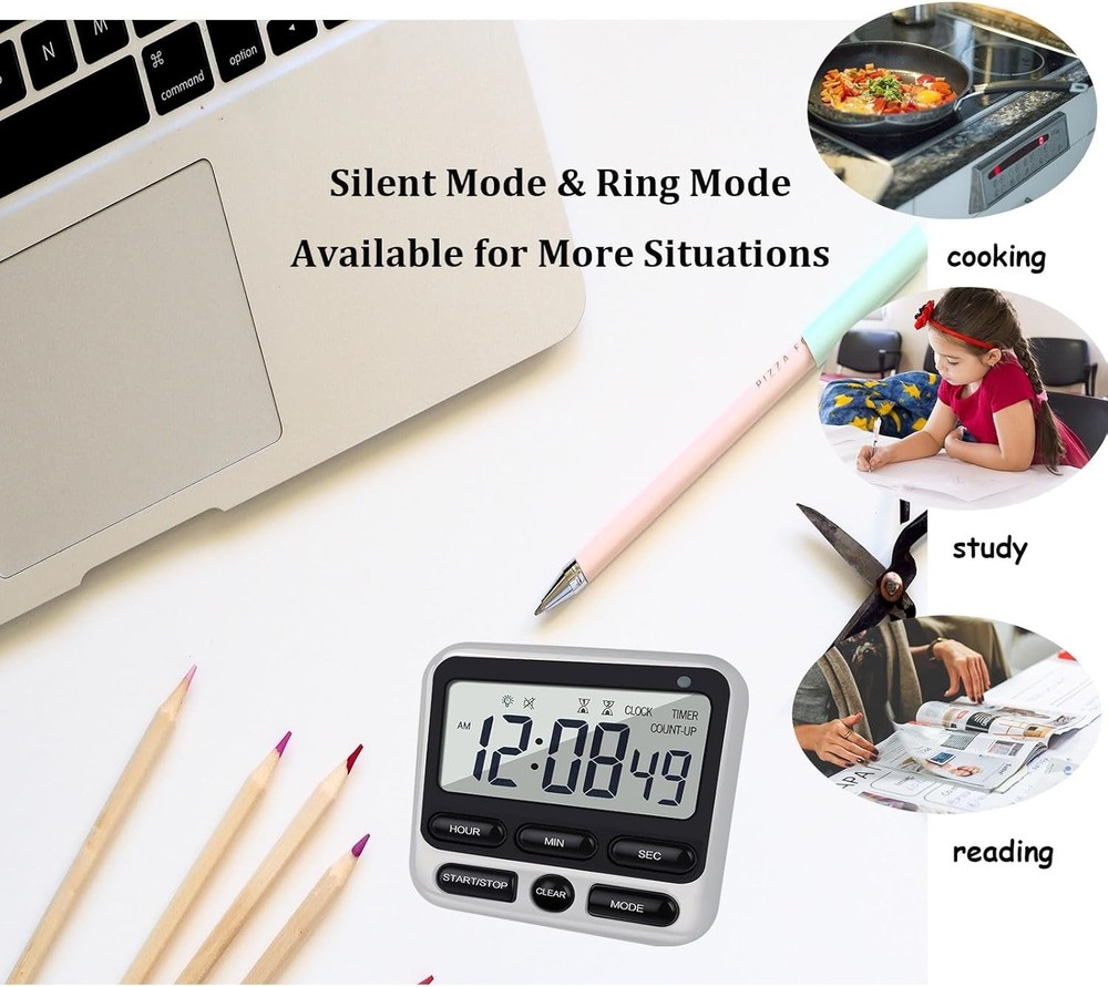 Digital Dual Kitchen Timer with Strong Magnet,24-Hour Countdown & Stopwatch,L...