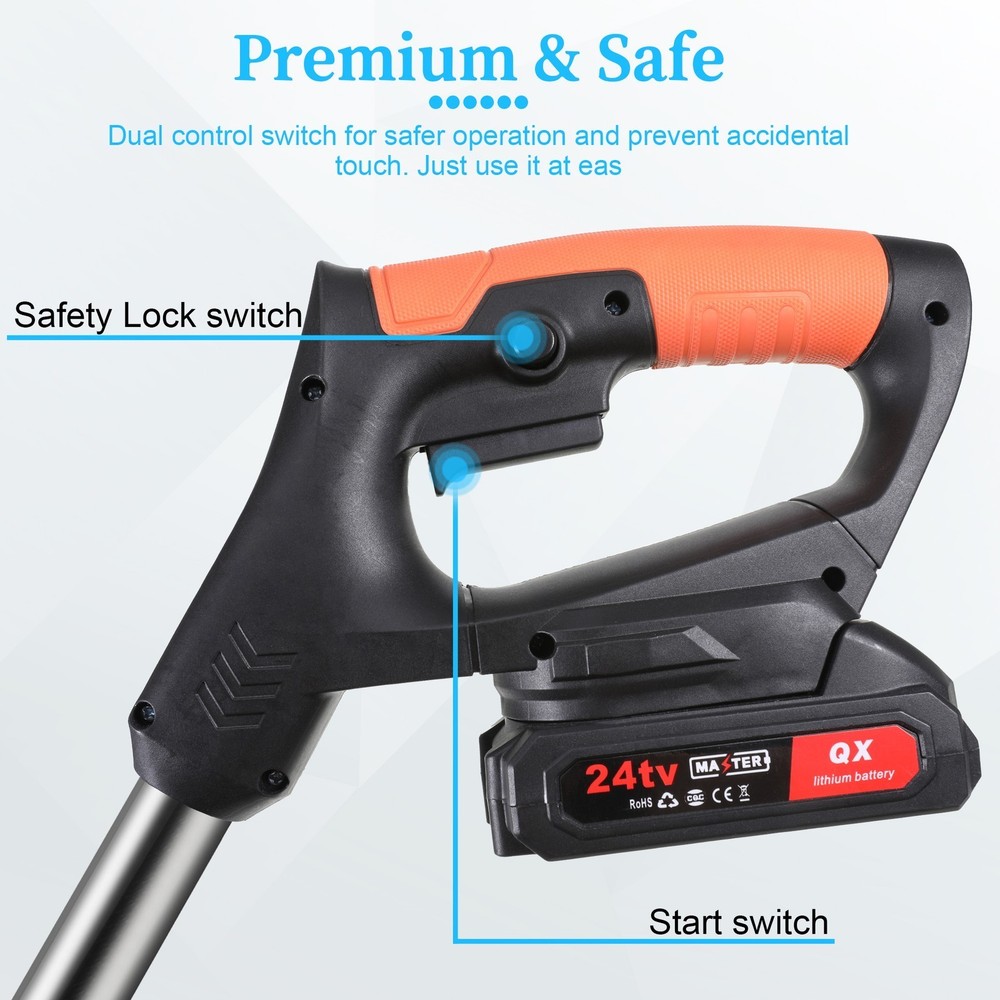 Cordless String Trimmer, Edger WeedWhacker Grass Eater Lawn Cutter w/2* Battery