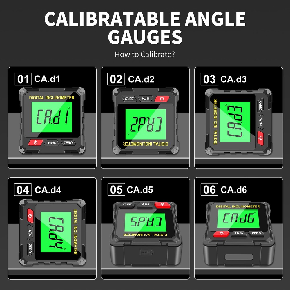 Digital Level Box Construction Protractor Range 4 × 90° Resolution 0.05° Angl...