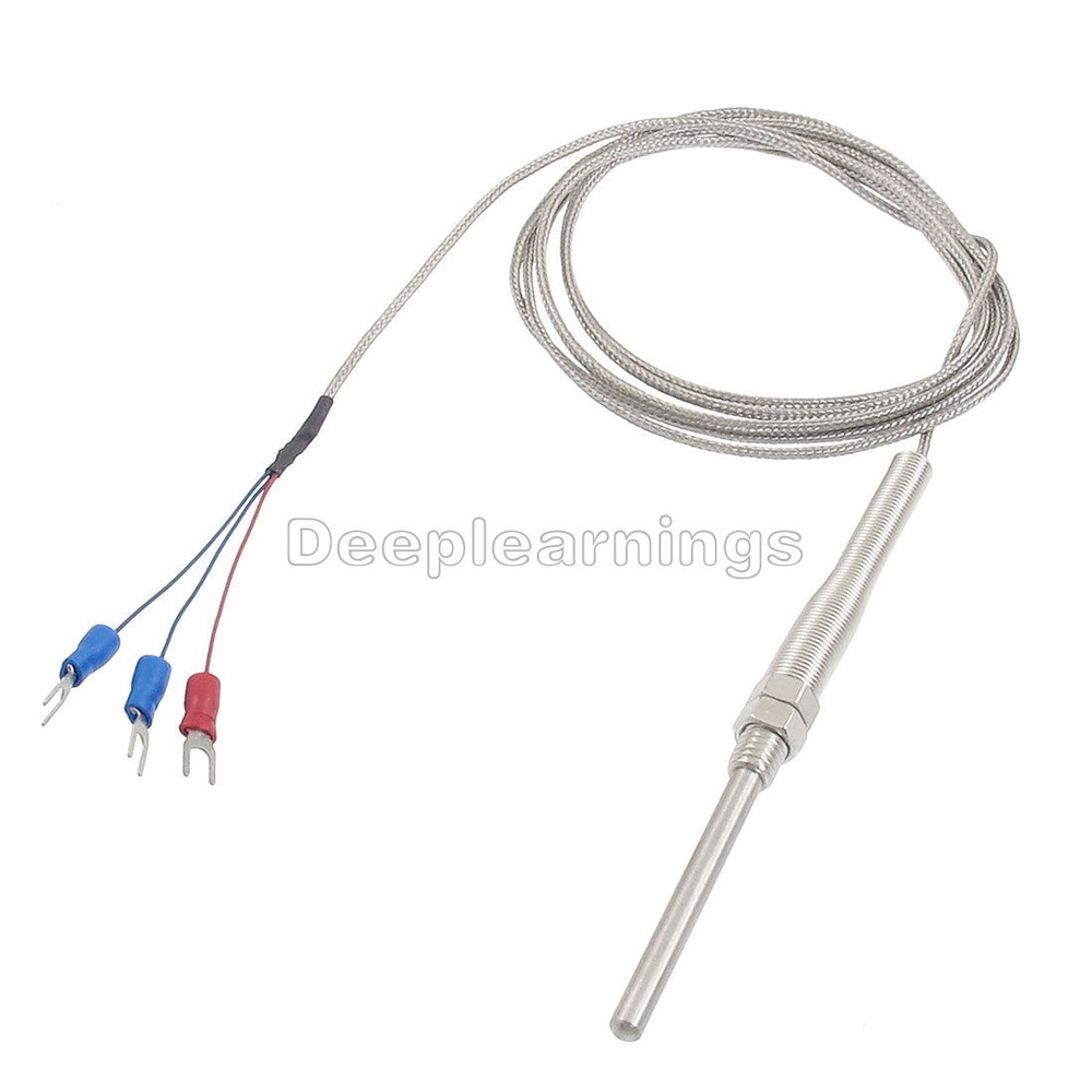 1M High Temperature Cable PT100 RTD with 6mm Thread Thermometer Sensor 0°C-150°C
