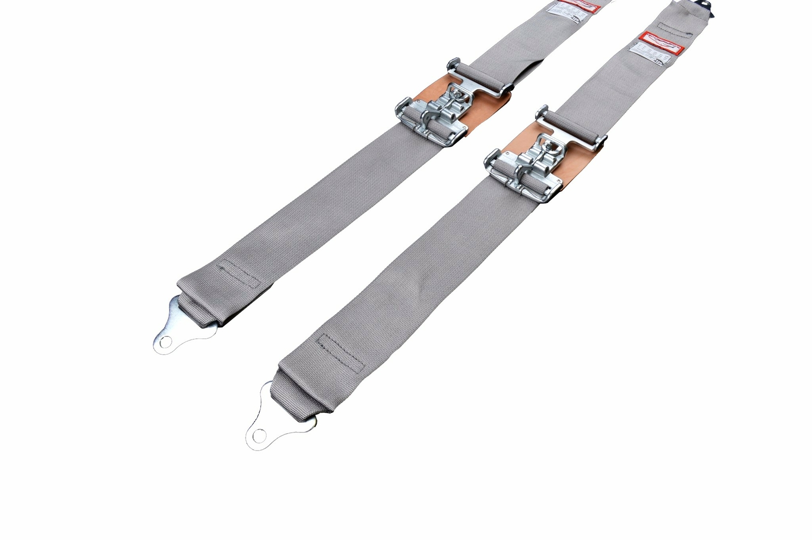 SAFETY HARNESS NEW PAIR 3" LATCH & LINK LAP BELT 2 POINT RACING BELT GRAY