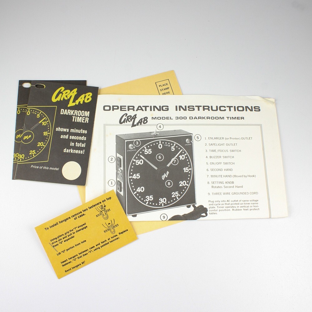 GraLab Model 300 Darkroom Timer - Instruction Manual Sheet + Extras