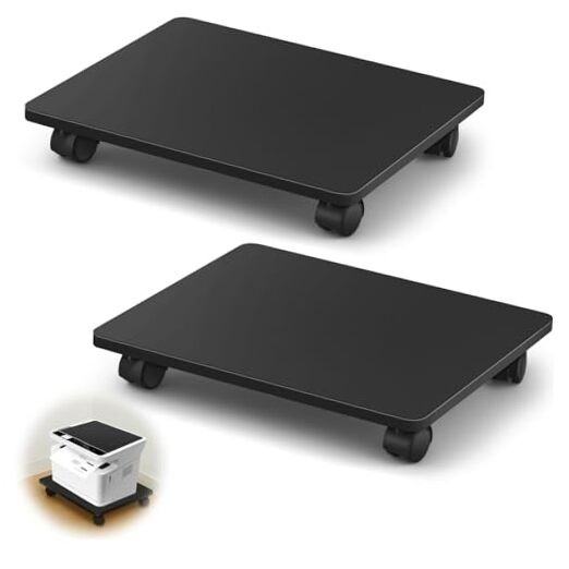 Pcs Office Under Desk Printer Stand with 4 Caster Wheels Movable 2 Black