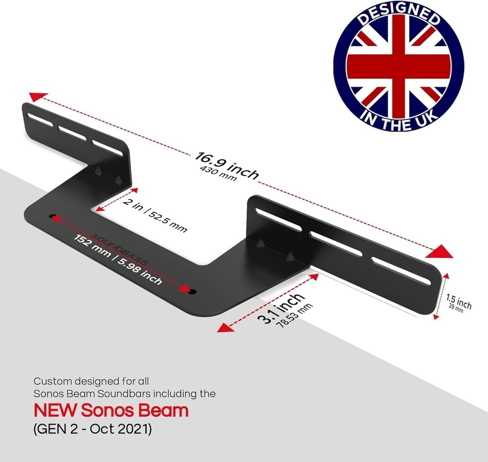 Wall Mount for Sonos Beam Soundbar - Quick Installation & Cable Access