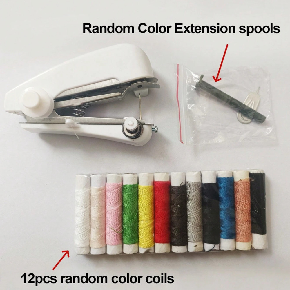 Handheld Sewing Machine Portable Mini Cordless Stitch Tool With 12 Sewing Thread