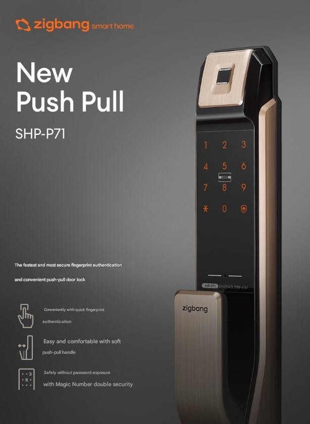 Filtertech Zigbang Fingerprint door lock with push-pull handle SHP-P71