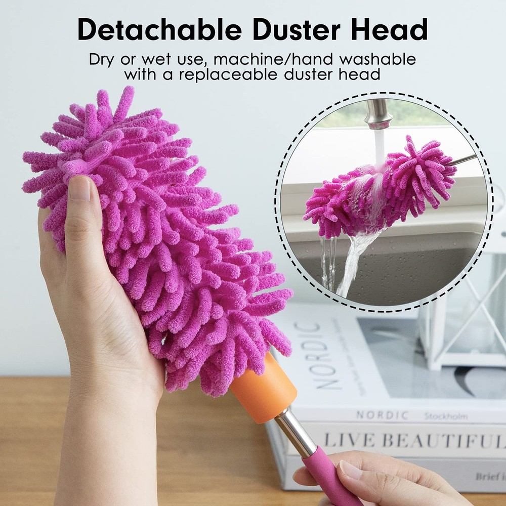 Microfiber Duster for Cleaning, Tukuos Hand Washable Dusters with 2pcs Replaceab