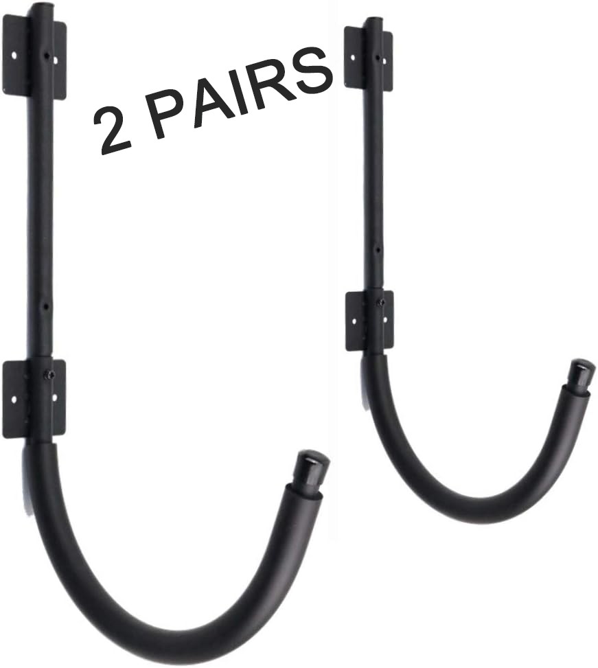 2 Pairs Kayak Canoe SUP Board J Hook Wall Mount Rack for Dock Garage Holds 250Lb