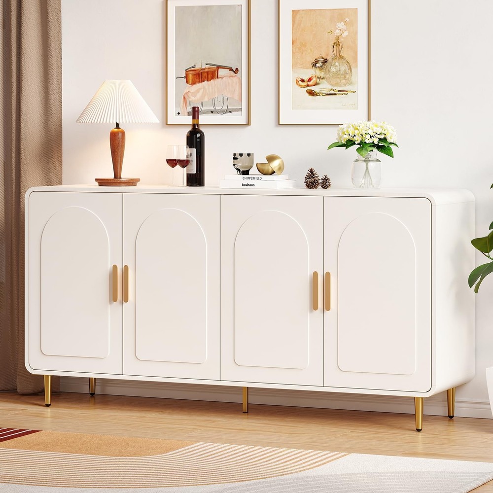 60" Sideboard Buffet Cabinet, Large Credenza Storage, Modern Console Table