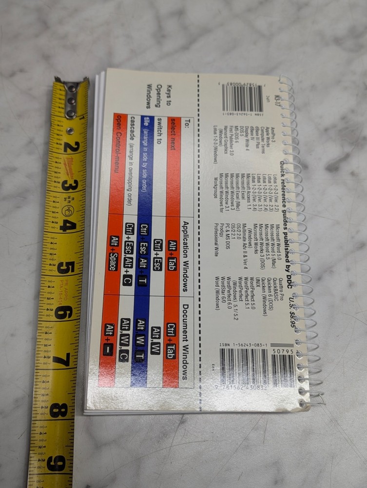 Microsoft Windows 3.1 IBM PC Quick Reference Guide DDC Spiral Flip Book