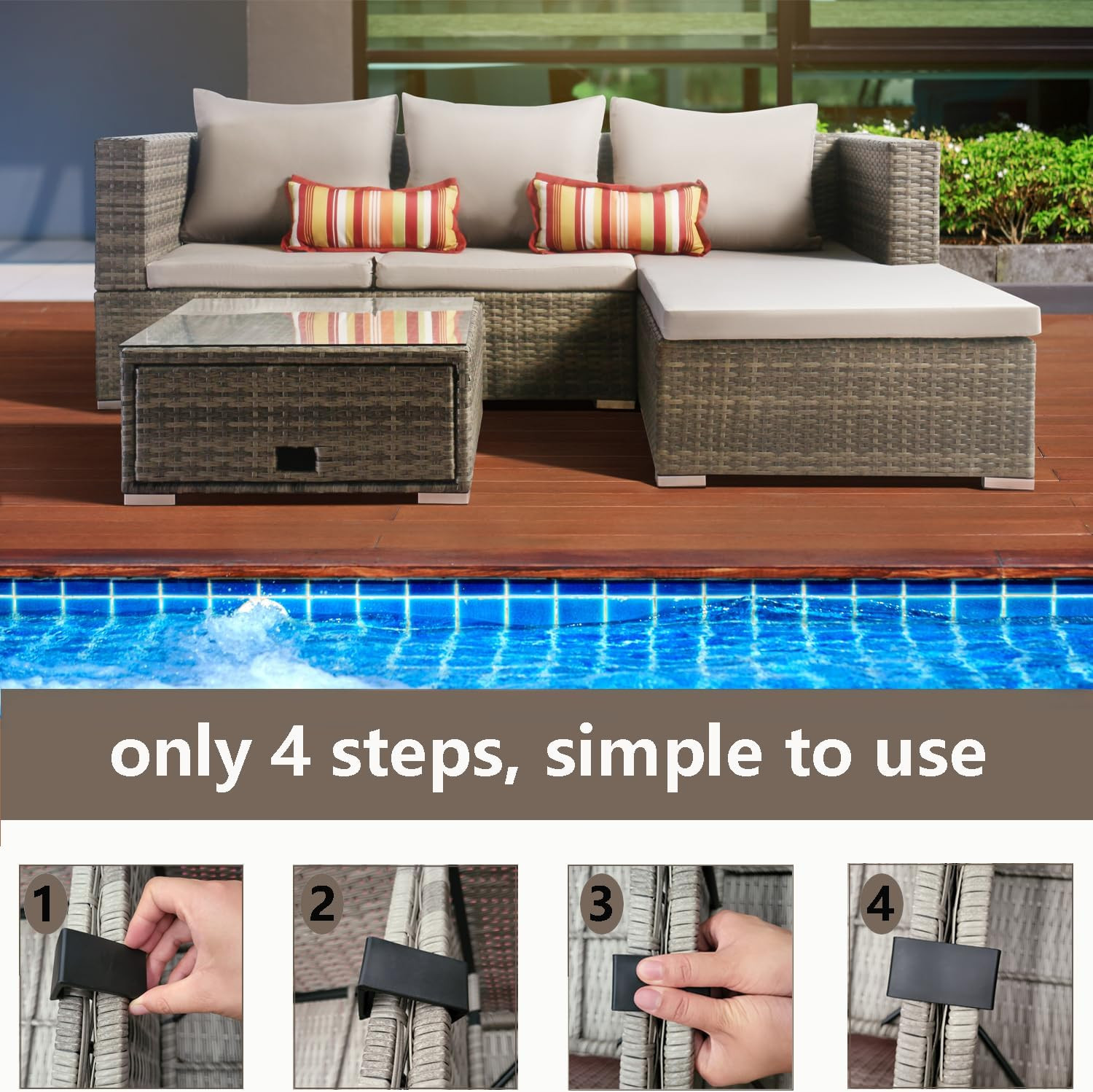 12 Pieces Outdoor Patio Furniture Clips for Wicker Sectional Couch Sofa Furnitur