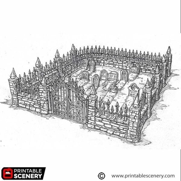 OpenLock Graveyard Corpses, Crypts 3D Printed Tabletop Terrain DND (32mm)