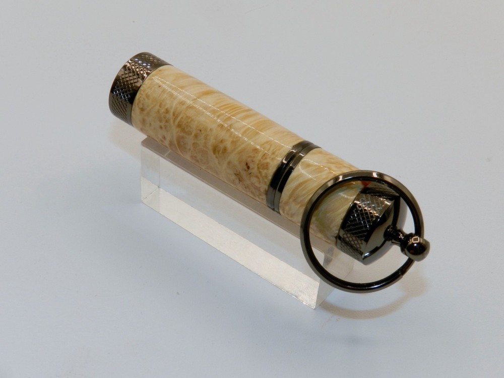 Handmade Key Chain Lighter w/ replaceable flint. Made from Box Elder Burl. #43