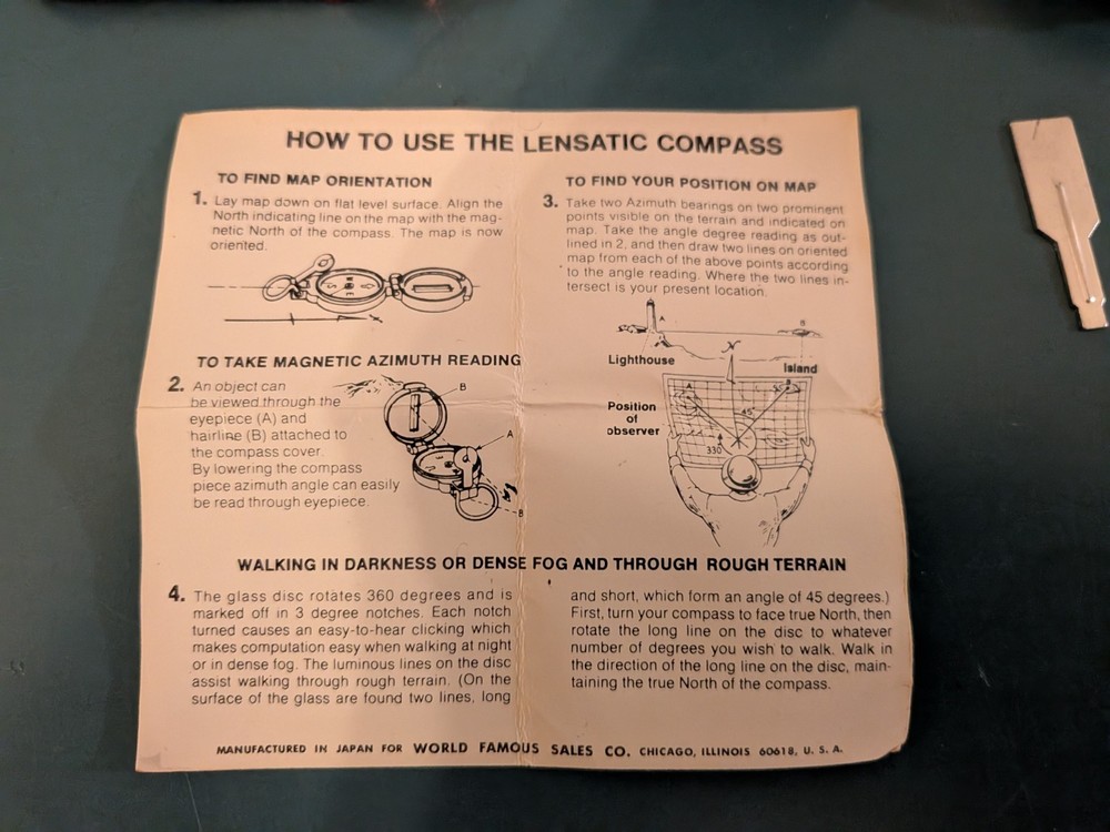 Engineer Lensatic Vintage Pocket Field Compass