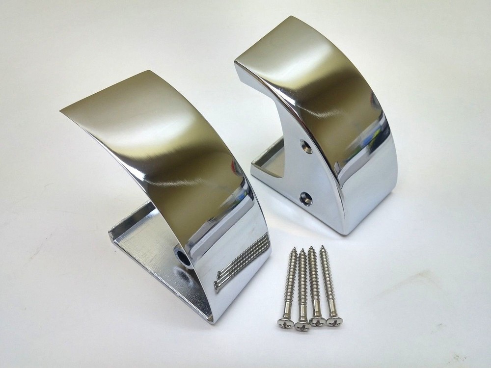 1961 61 Chevy Impala Door Panel Arm Rest Chrome Base Ends Caps Pair