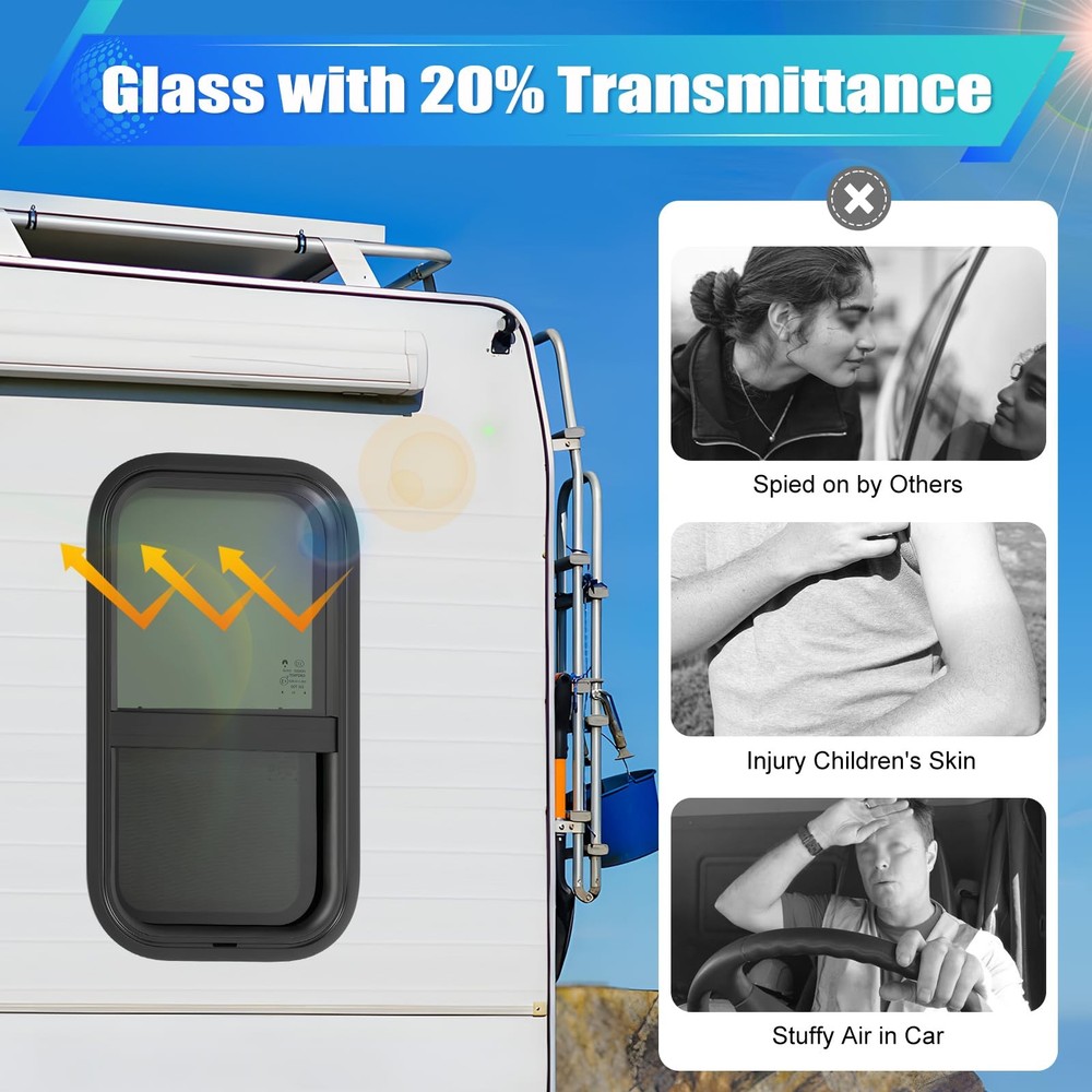 RV Window Vertical Camper with Trim Kit Sliding with Screen
