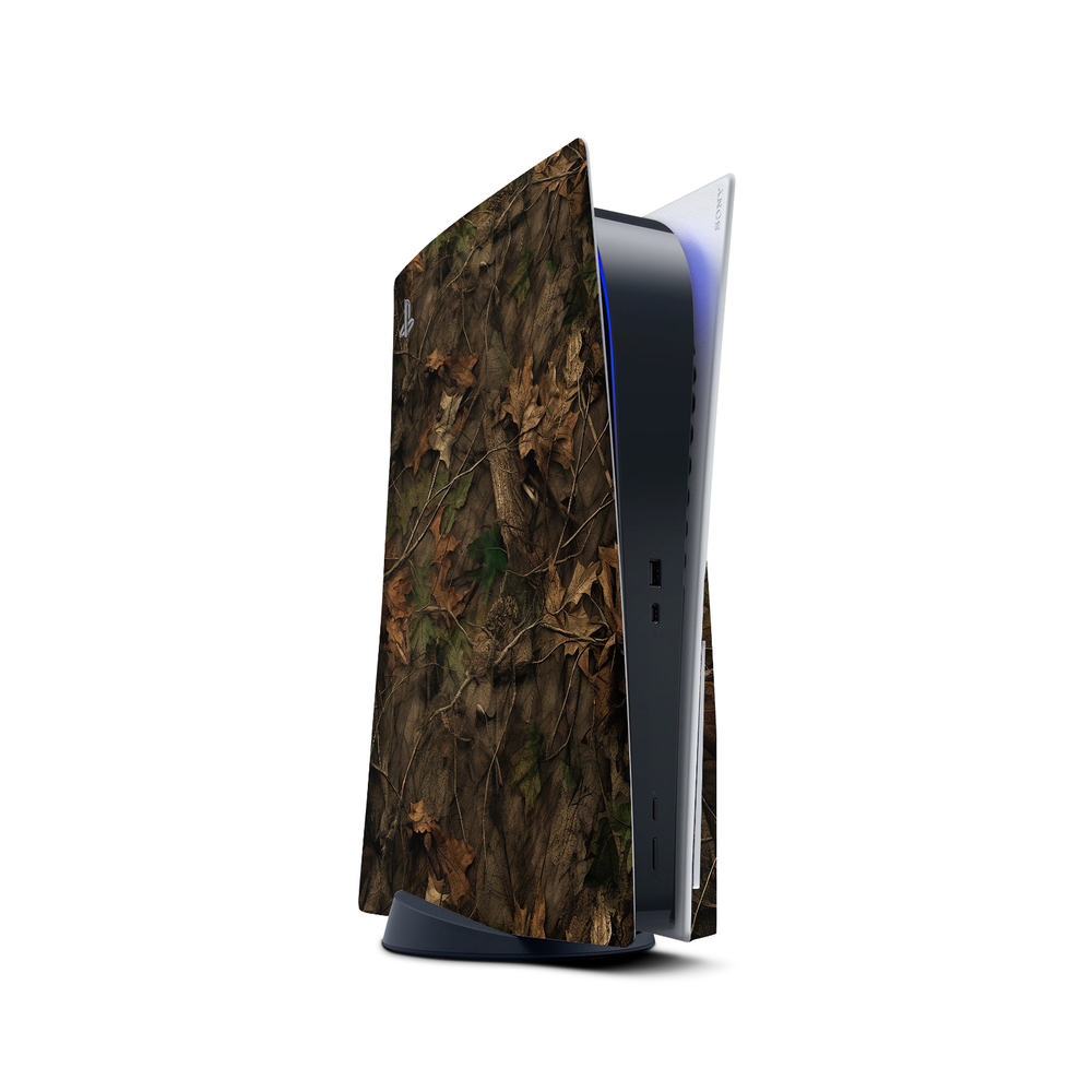 PS5 Disc Version Console & Controller Vinyl Skin Decal Wrap Wood Camouflage