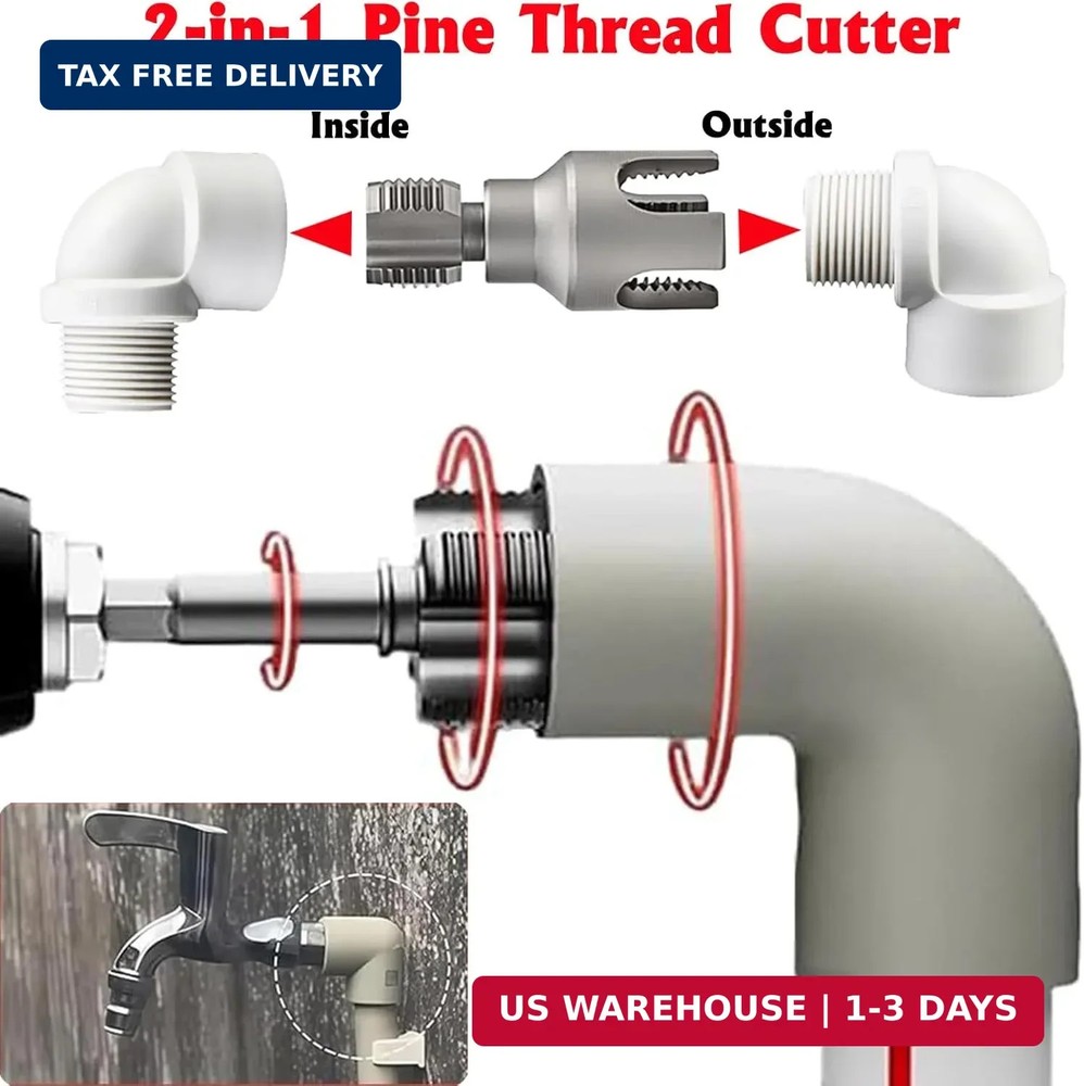 3PCS PVC Pipe Threader Kit 1/2 3/4 1 Inch NPT Drill Compatible Threading Tool US