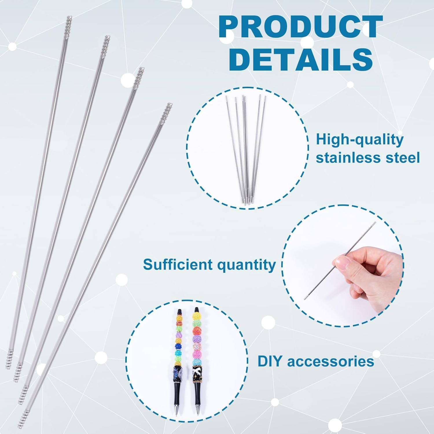 20 Pcs Rust-Resistance Stainless Steel Pen Extenders for Beadable Pens, Beadable