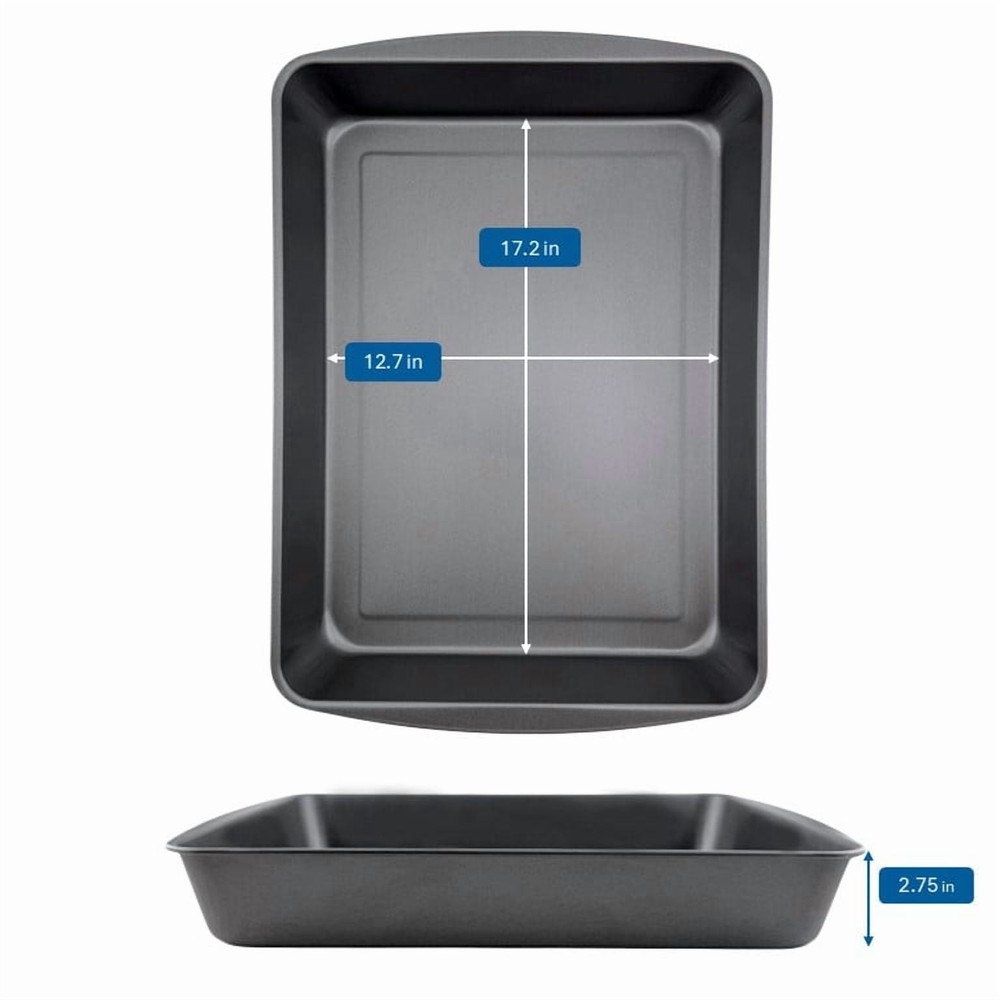 3 pack Nonstick Jumbo Roaster Roasting Pan 17 x 13 Gray