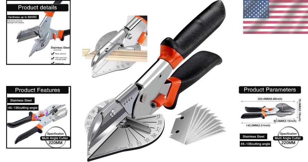 Classic Polished Miter Shear Cutter - Ambidextrous Design for Versatile Use