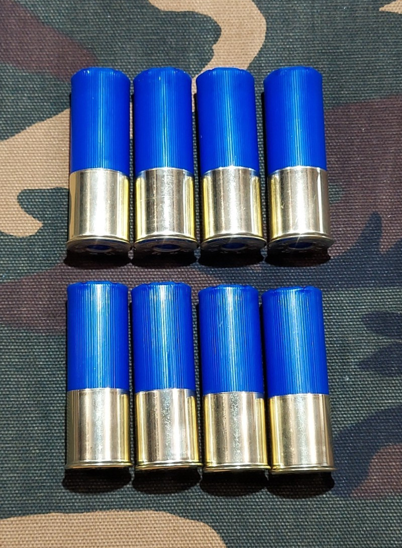 12 GAUGE 2 3/4" SNAP CAPS TRAINING ROUNDS SET OF 8 SAFETY BLUE HIGH BRASS 1oz