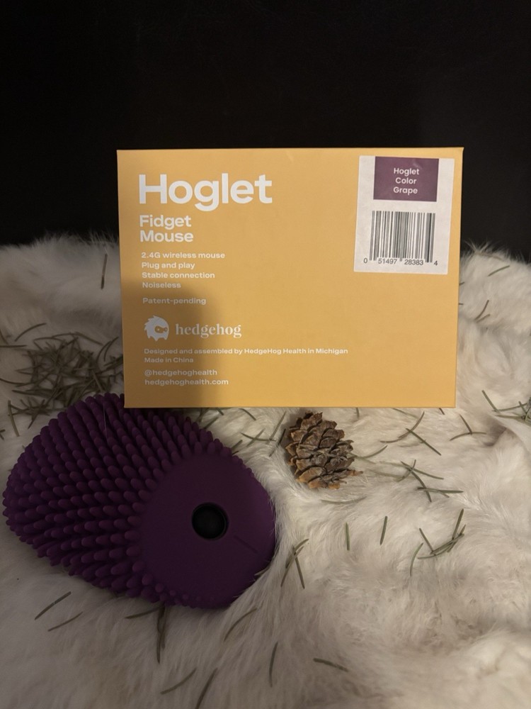 Hoglet Fidget Computer Mouse – Cute Wireless Design, New Grape Color