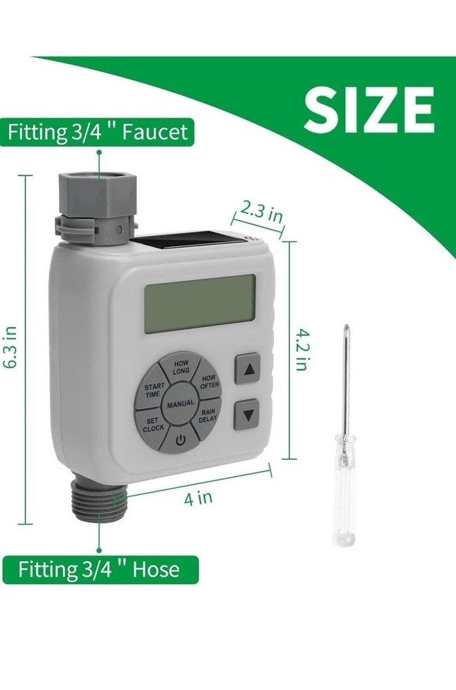 Sprinkler Timer, Programmable Irrigation Water Timer for Garden Hose, Solar/Batt
