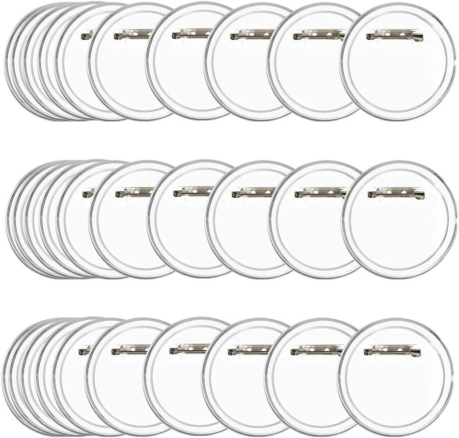 Versatile 30-Pack Clear Button Craft Badges - DIY Pins for All Occasions
