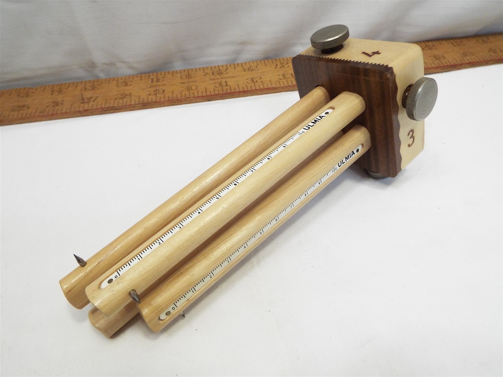 Vintage Ulmia 4 Way Arm / Stem Marking Mortise Gauge Depth Measuring Germany