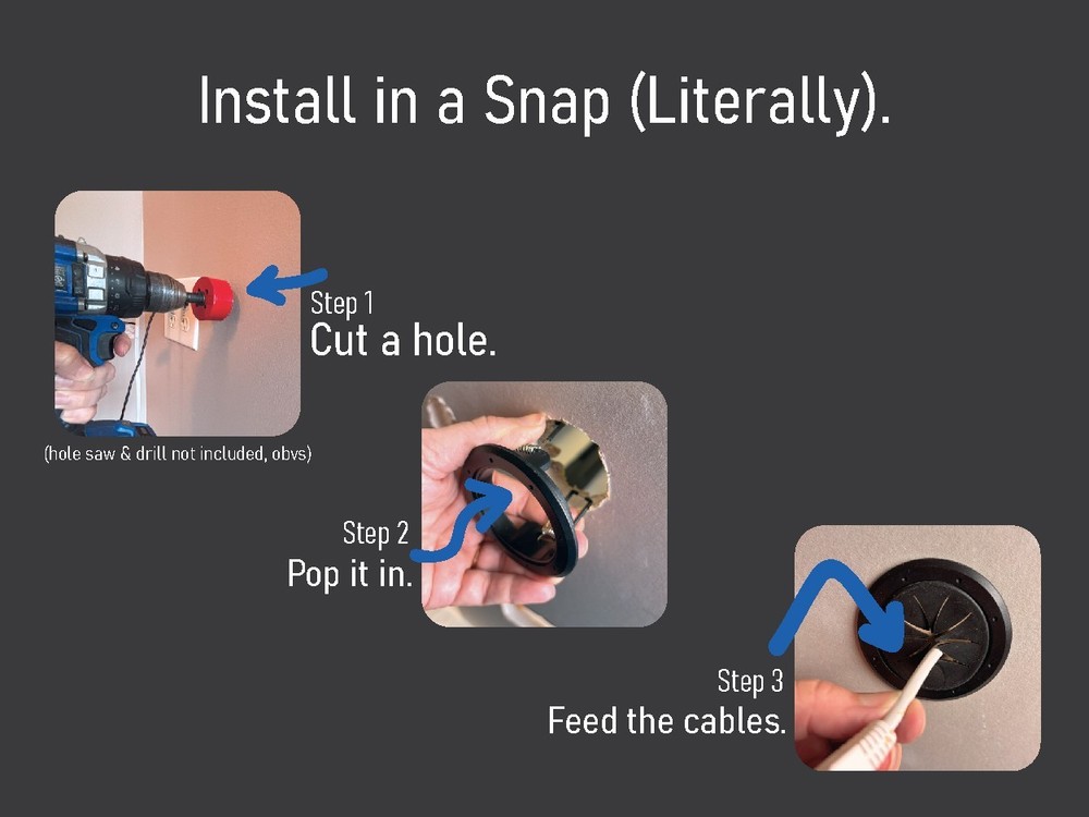 2" Cable Pass Through Port Spring Lock - Ivory - Construct Pro Speedy’Z