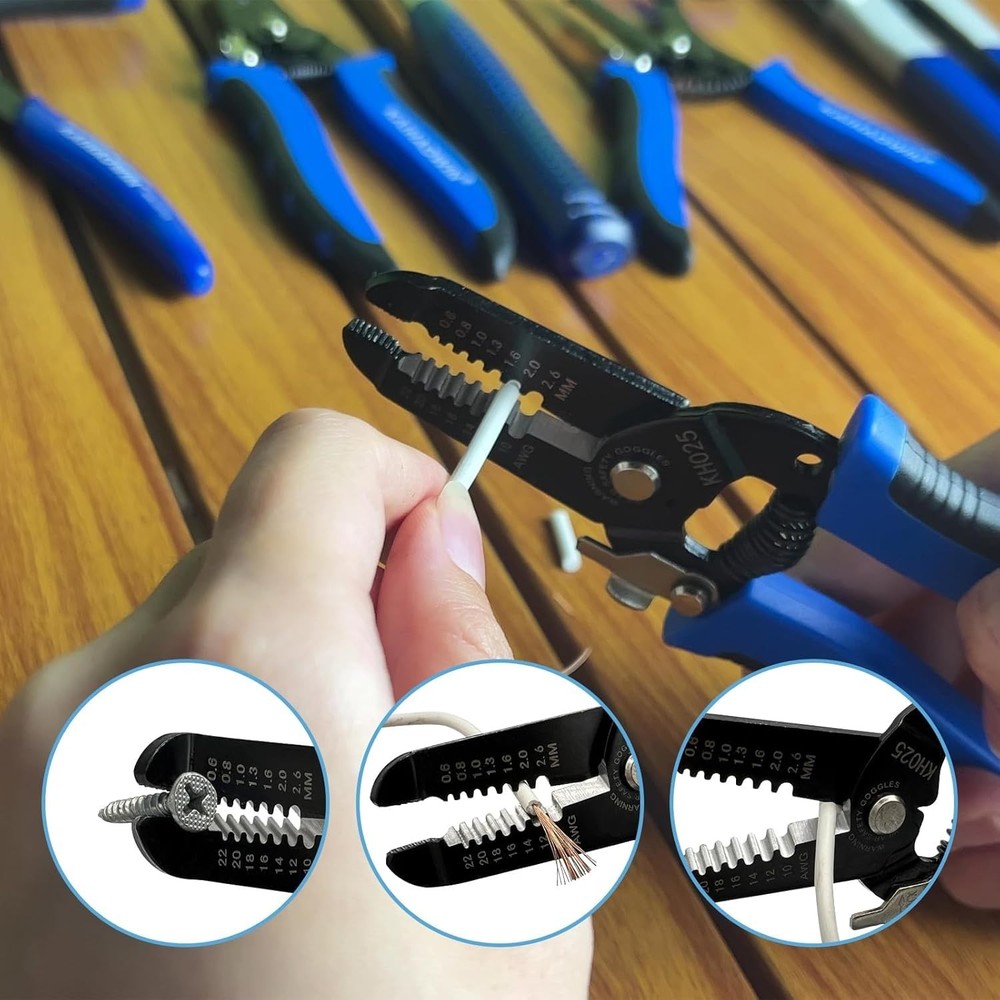 1 Pack Wire Stripper and Cutter with Safety Lock and Spring Loaded Profession...
